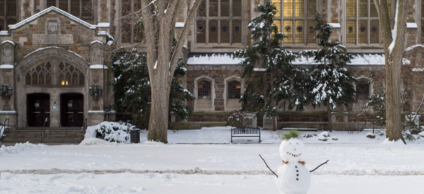 University of Michigan law quad in the winter