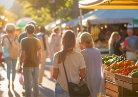 people outside at a farmers market