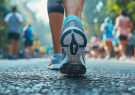 close of up of a person walking in a charity walk