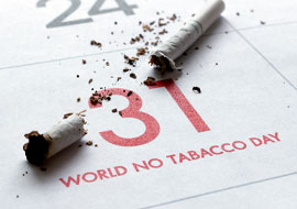 Calendar with World No Tobacco Day written on it