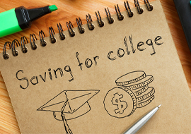 notebook with Saving for College written on it