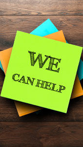 A sticky not with We can help written on it