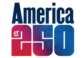 Stylized type spelling out America at 250
