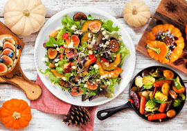 a variety of fall salads and meals